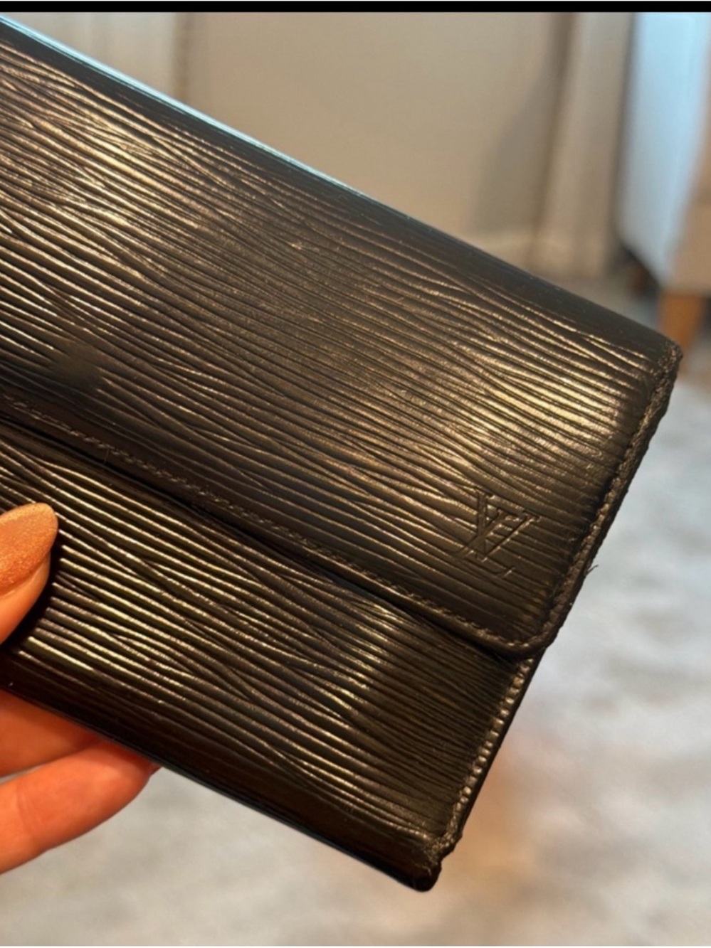 LV Sarah Black Epi Leather Long Flap Snap Wallet Y2K with gold crossbody kit - Picture 8 of 14